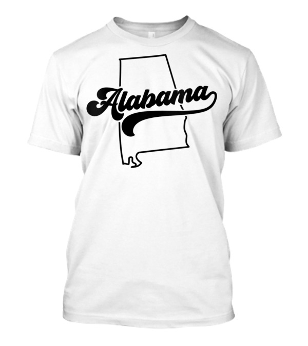 Alabama State Outline With Cursive Text T-Shirt