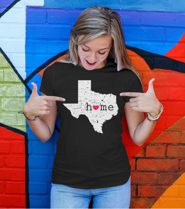 Home Texas Distressed State Map With Heart T-Shirt