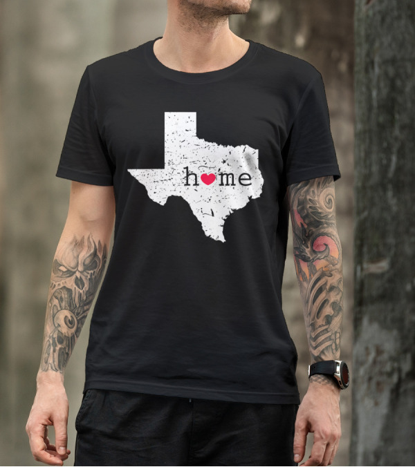 Home Texas Distressed State Map With Heart T-Shirt