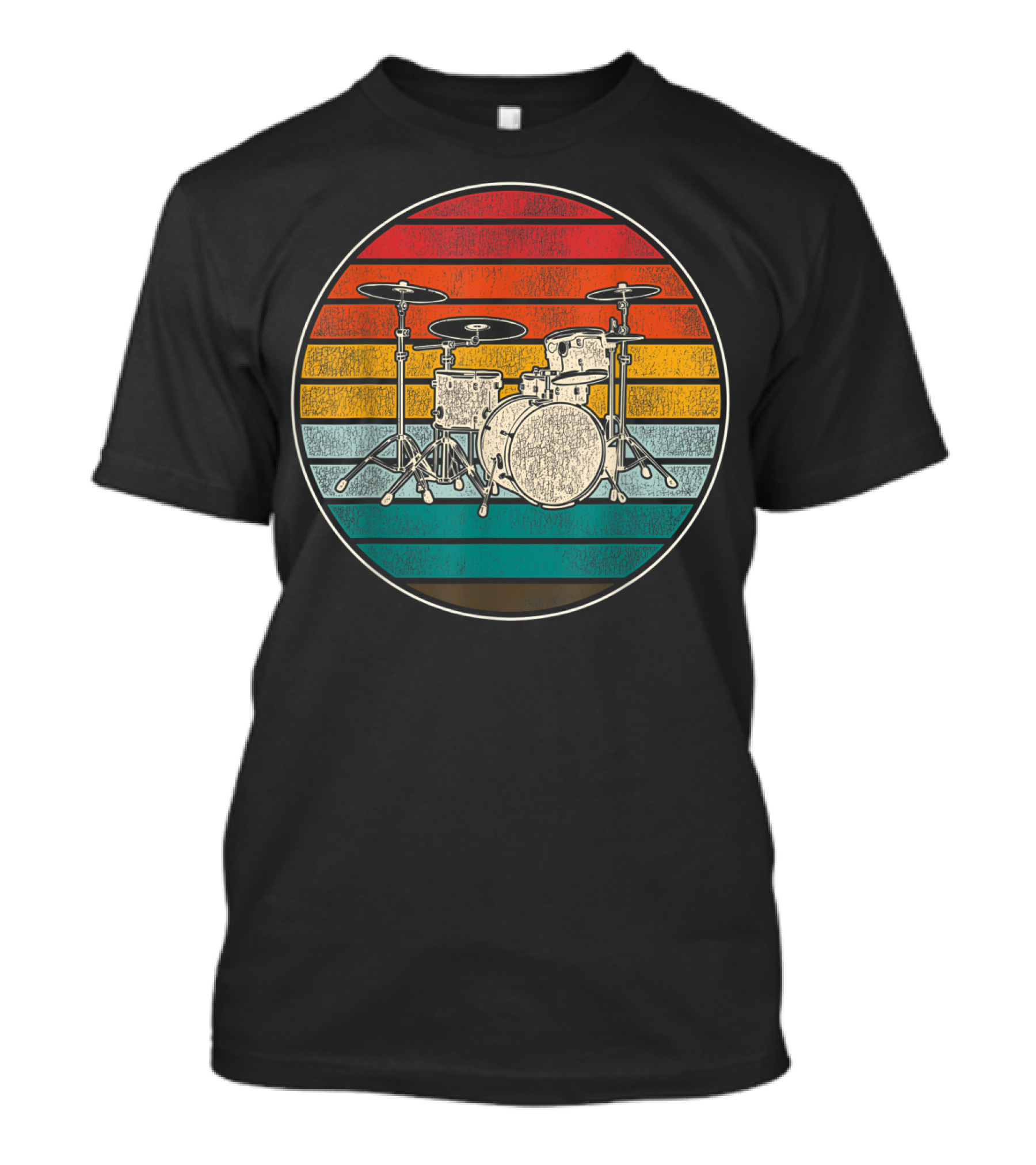 Retro Drums Vintage Sunset Stripes Music Instrument T-Shirt