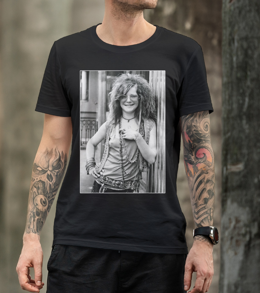 Retro Janis Joplin Funny Legends Never Die Iconic Black And White Photography T-Shirt