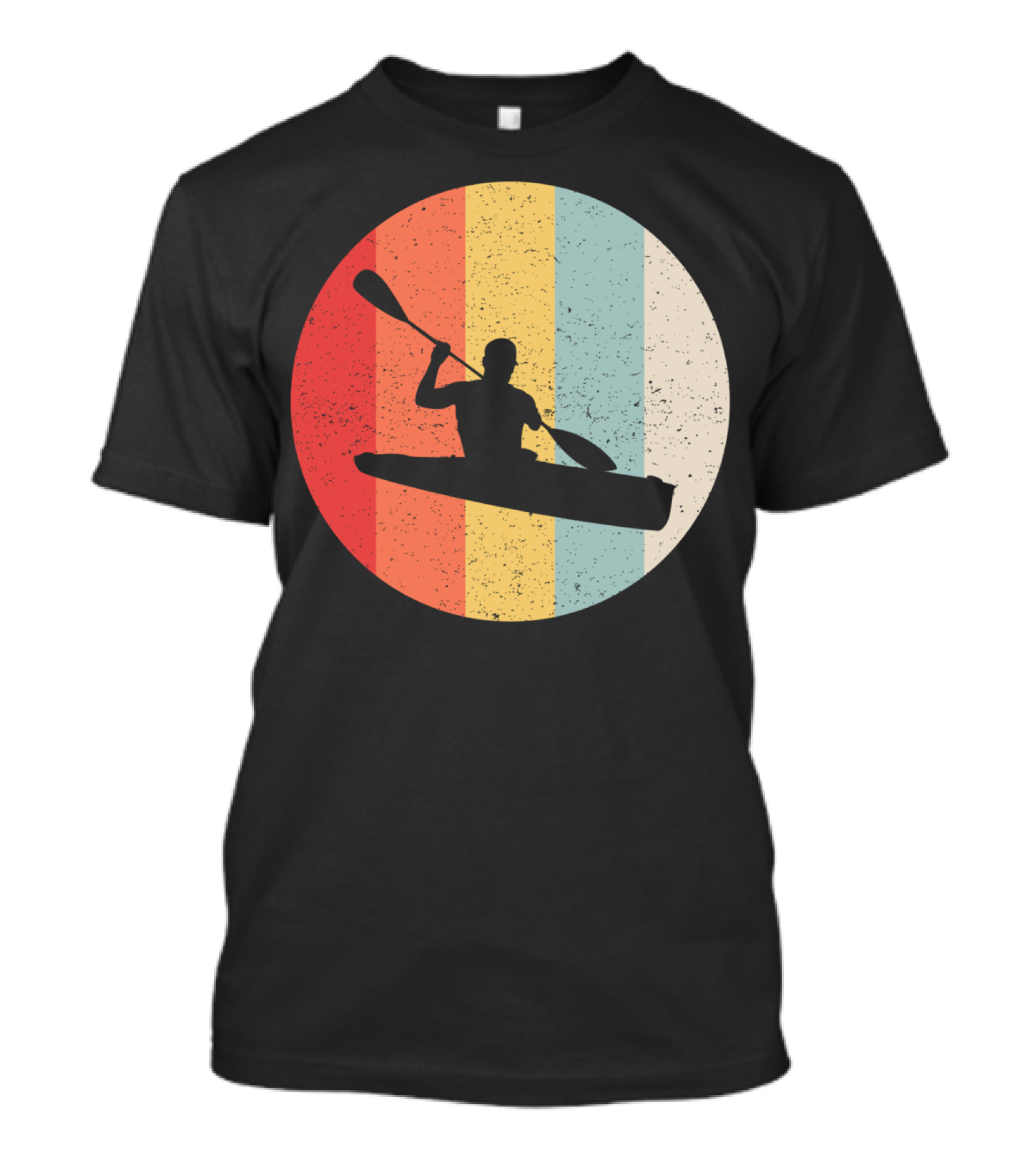 Retro Kayaking Striped Sun Sunset T-Shirt