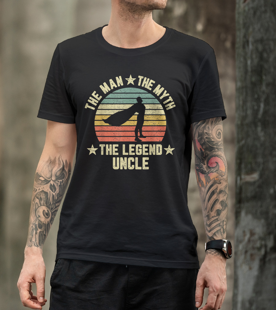 The Man The Myth The Legend Uncle Retro Silhouette With Cape T-Shirt