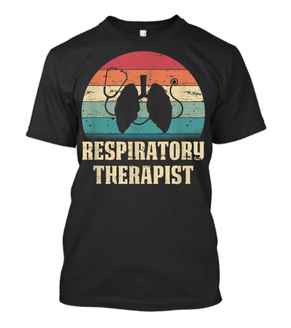 Retro Vintage Respiratory Therapist Lover Silhouette With Stethoscope And Lungs T-Shirt