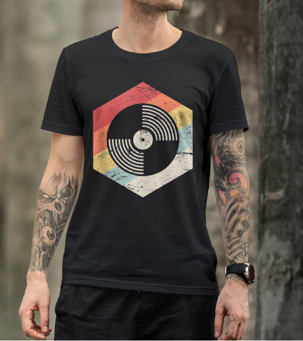 Retro Vinyl Music Hexagon French House Chicago T-Shirt