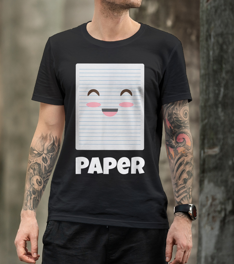 Rock Paper Scissors Funny Halloween Paper Face Costume T-Shirt