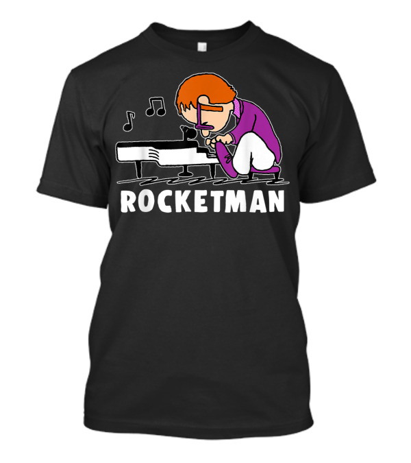 Rocketman Peanuts Piano Music Rock Star T-Shirt