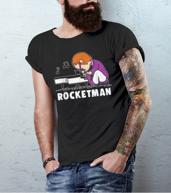 Rocketman Peanuts Piano Music Rock Star T-Shirt