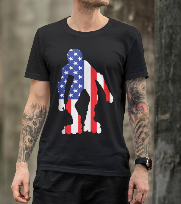 Roller Skating American Flag Inside Me Usa T-Shirt