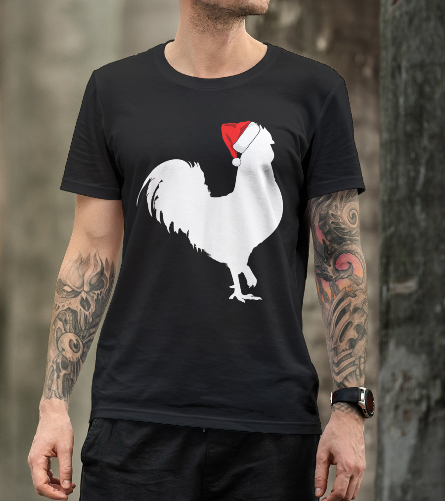 Rooster Santa Hat Merry Christmas T-Shirt