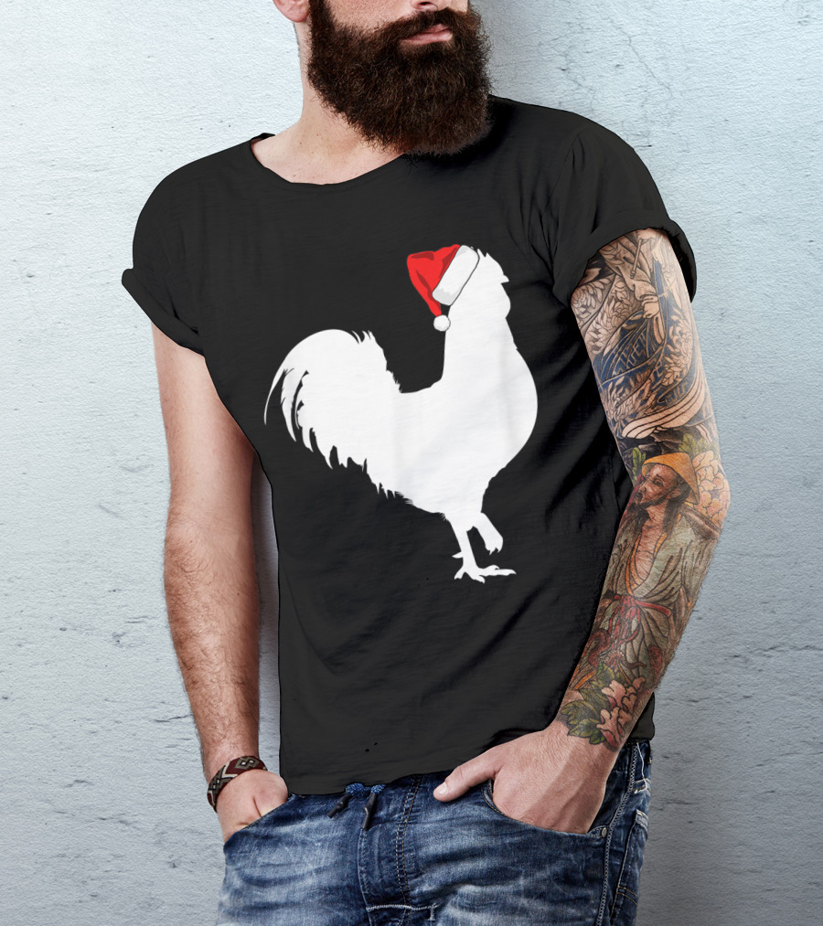 Rooster Santa Hat Merry Christmas T-Shirt