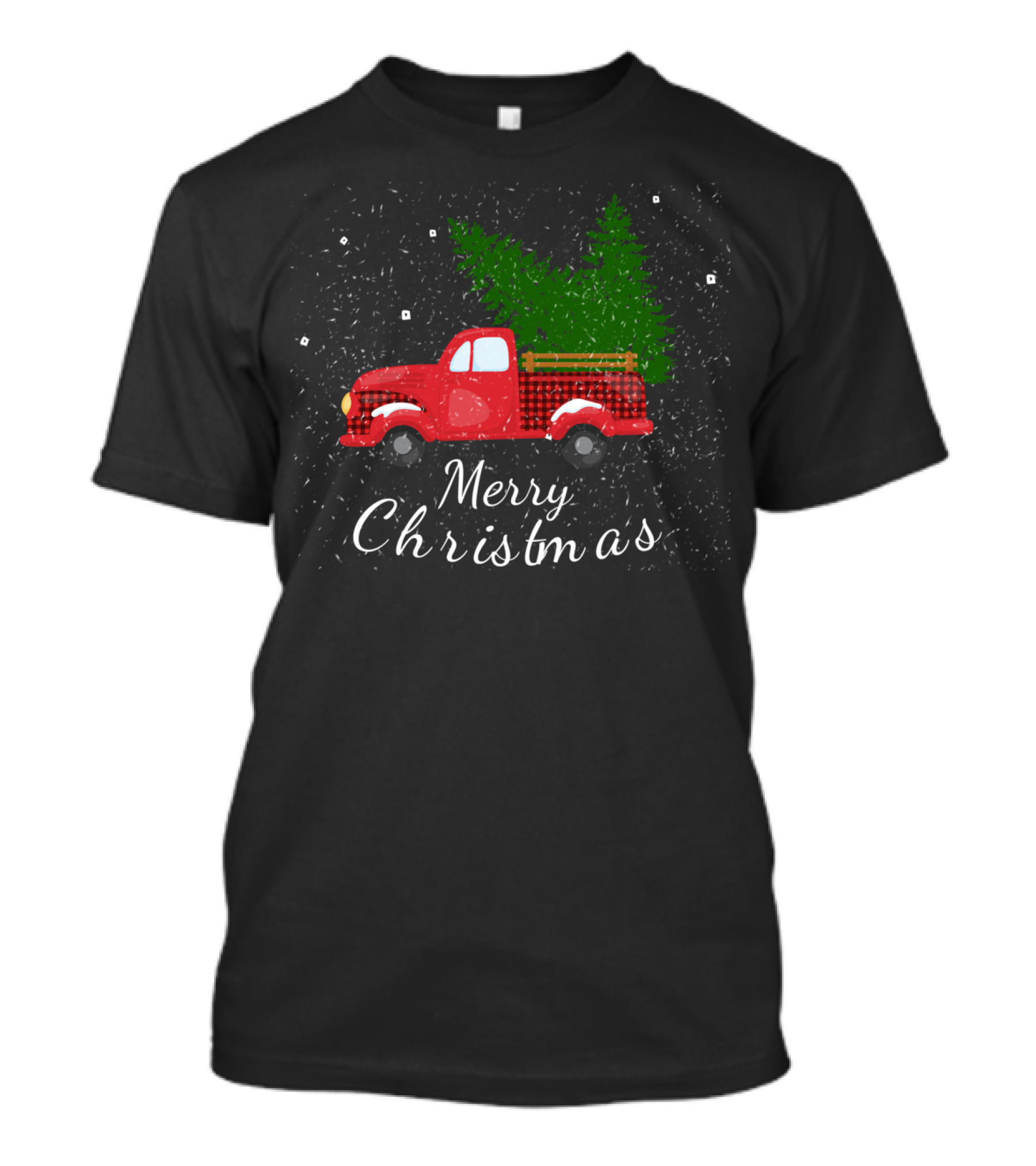 Merry Christmas Rustic Farm Car Truck Wagon T-Shirt