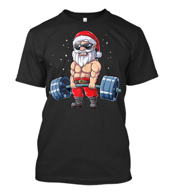 Santa Claus Weightlifting Fitness Christmas Gym Holiday T-Shirt