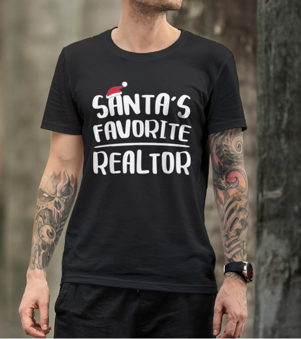 Santa's Favorite Realtor Santa Hat Festive Christmas T-Shirt