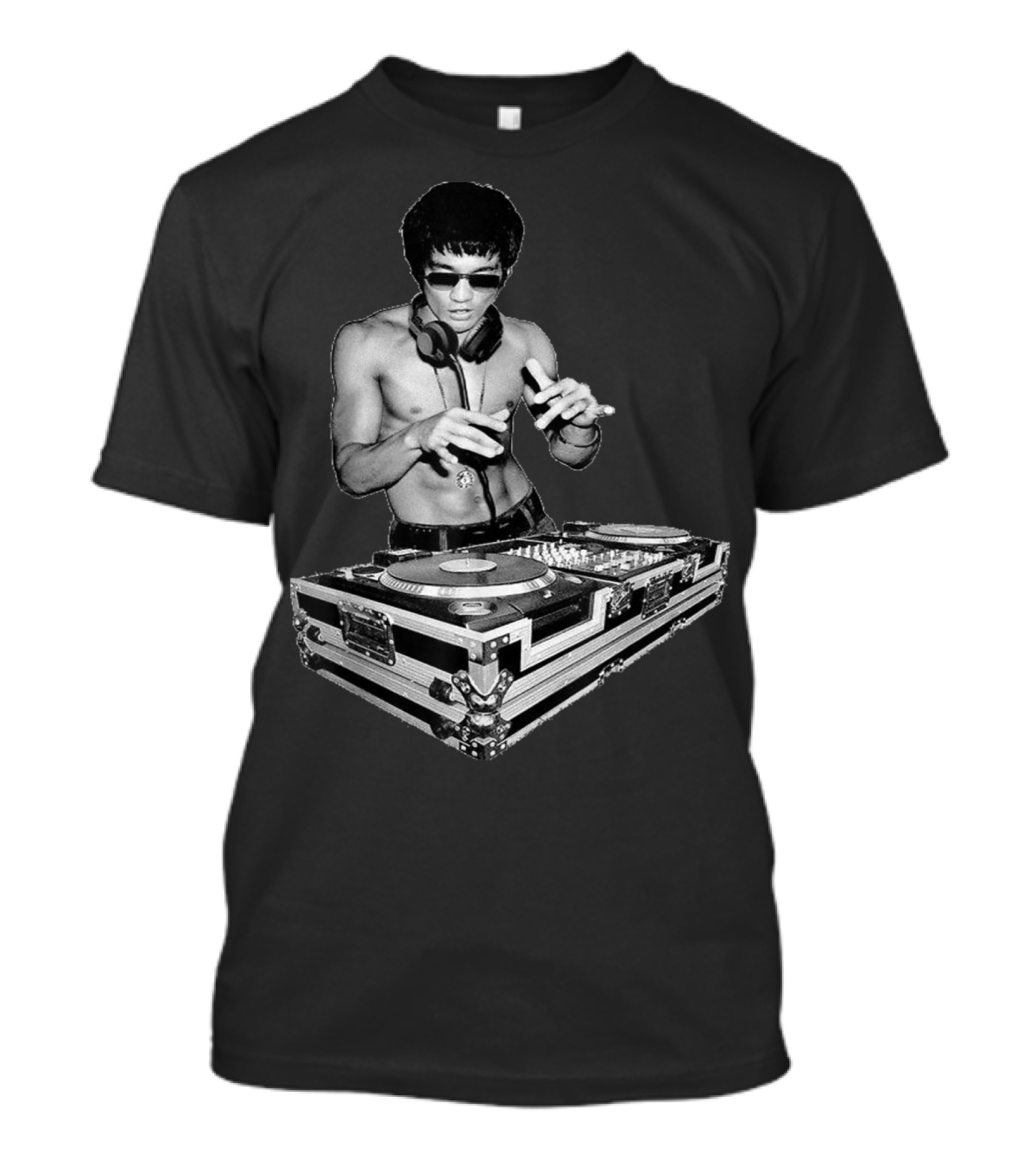 Bruce DJ By Bruce Lee Spinning Music Turntables T-Shirt