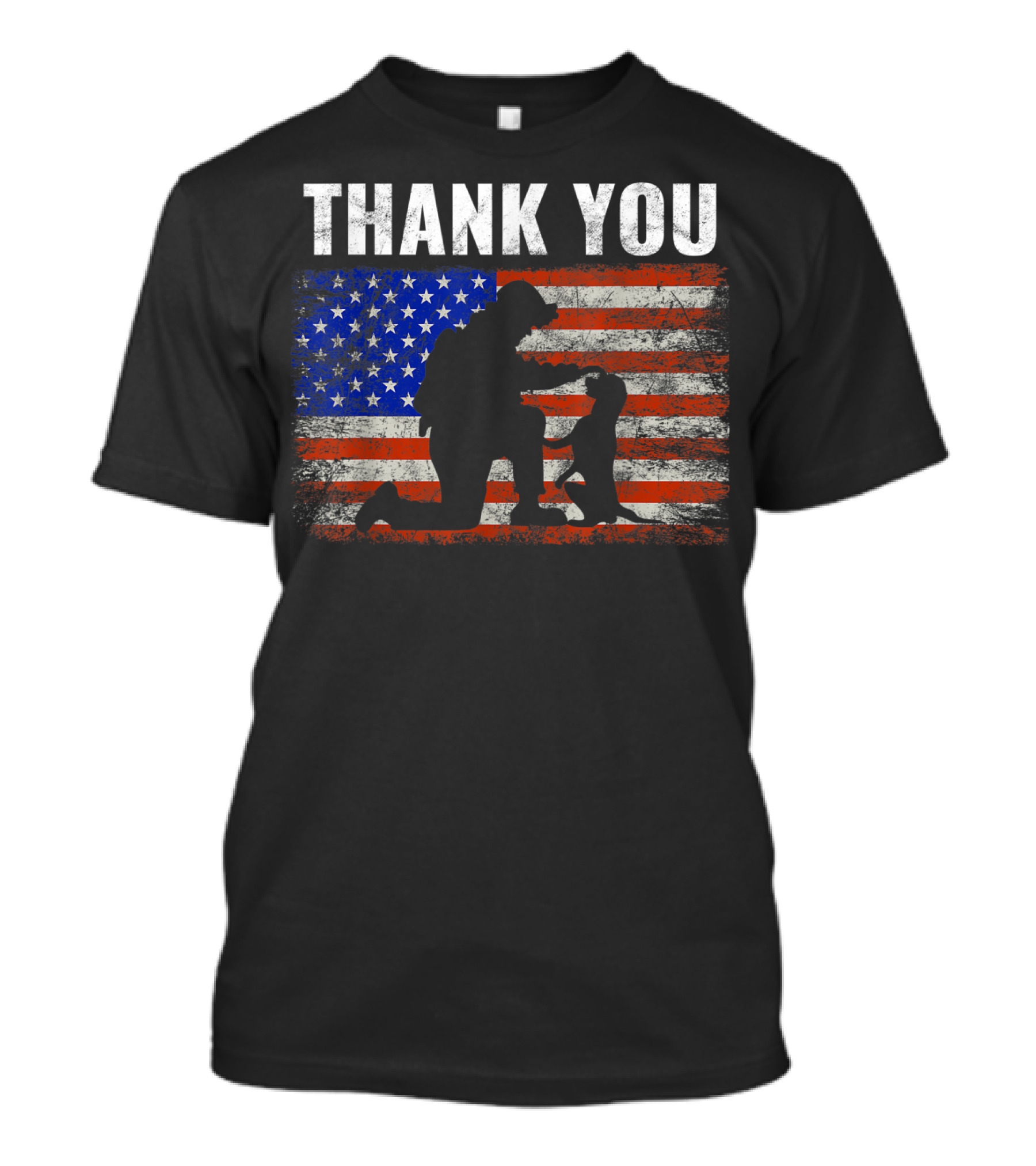 Thank You Military Hero Dog Zero Bark Thirty American Flag T-Shirt