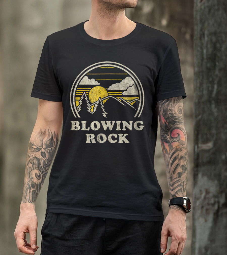 Blowing Rock North Carolina NC Vintage Hiking Sunset Mountains Trees T-Shirt