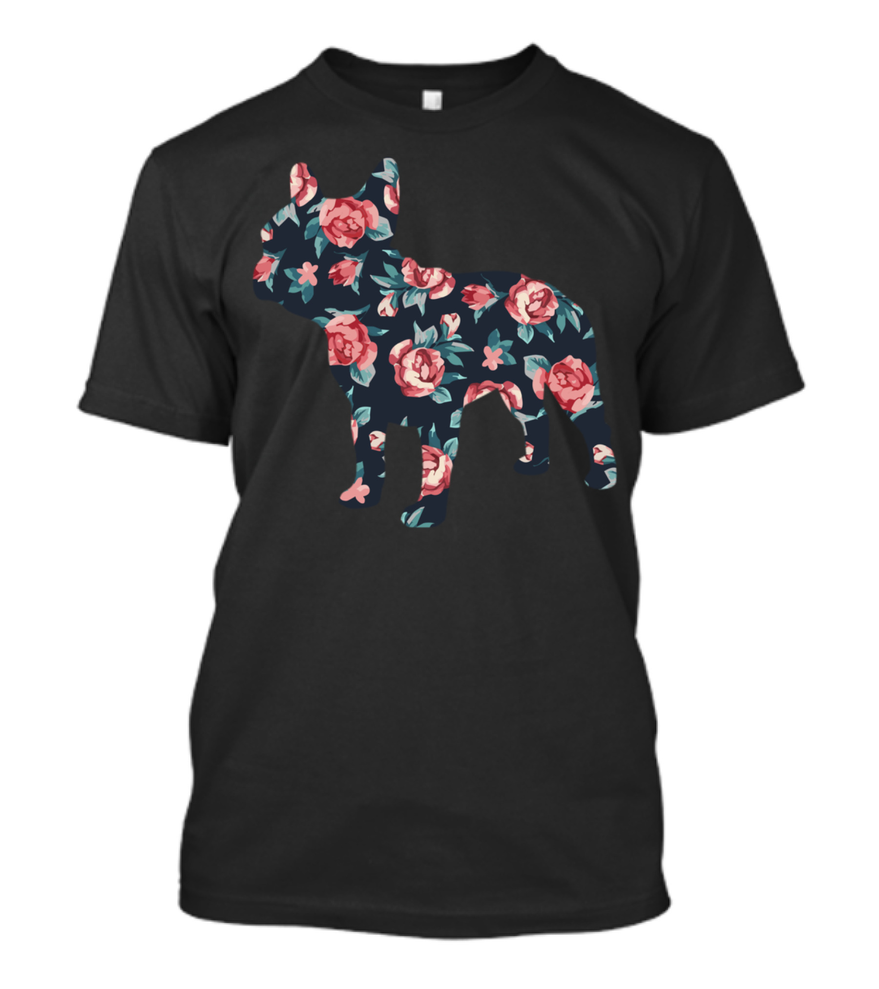 French Bulldog Floral Roses Motif T-Shirt