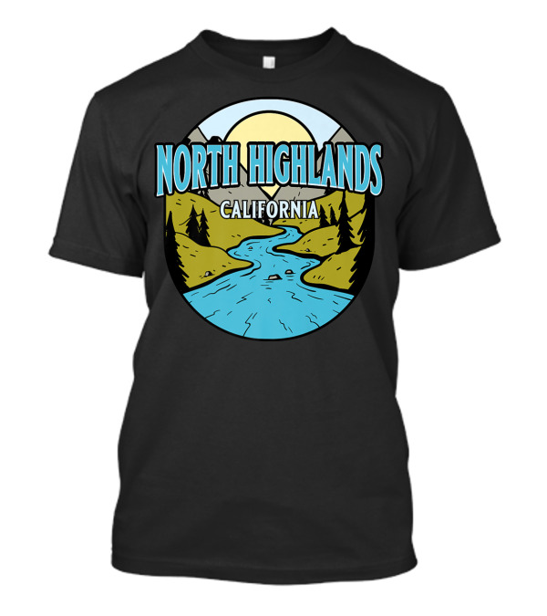 North Highlands California Scenic River Vintage Landscape T-Shirt