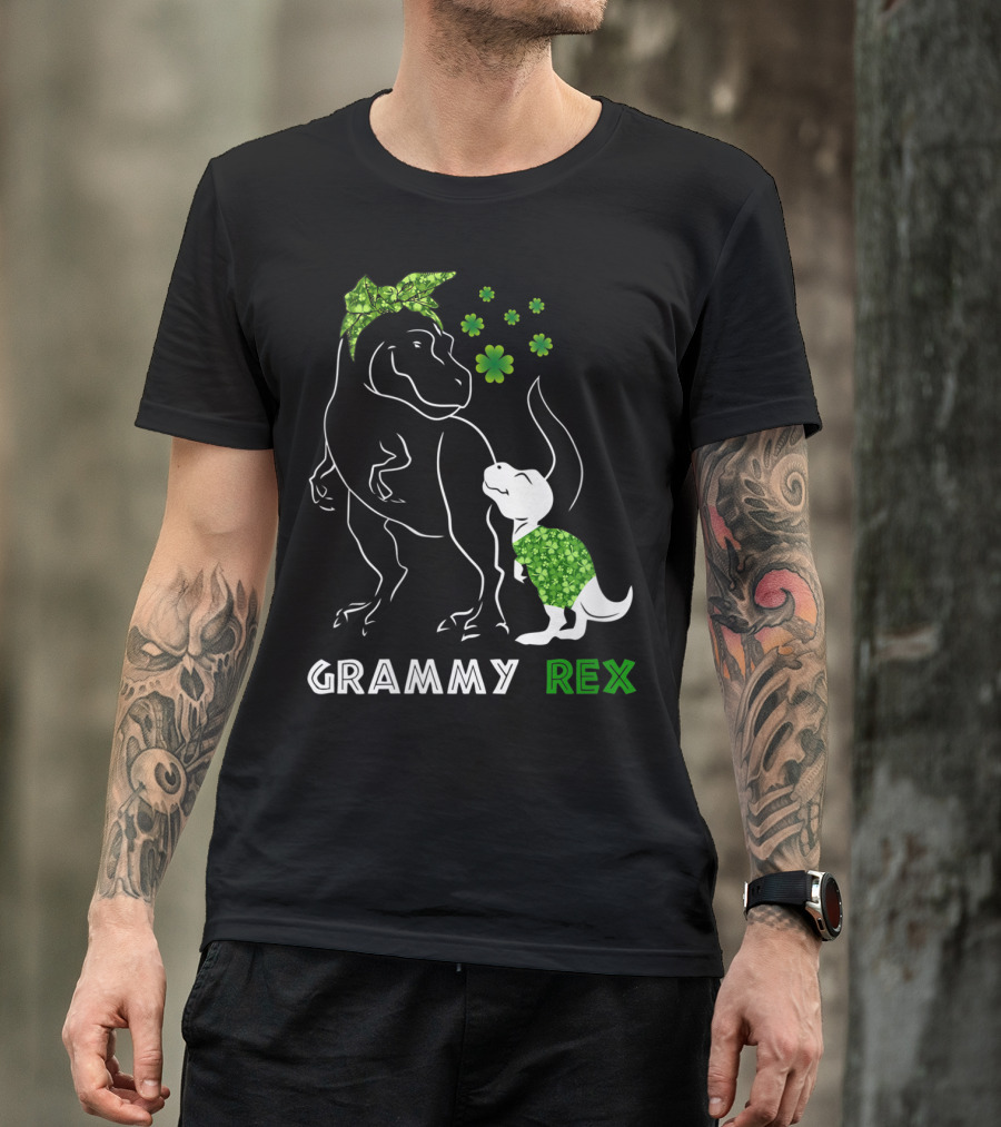 GRAMMY REX Irish Shamrock Dinosaurs T-Shirt