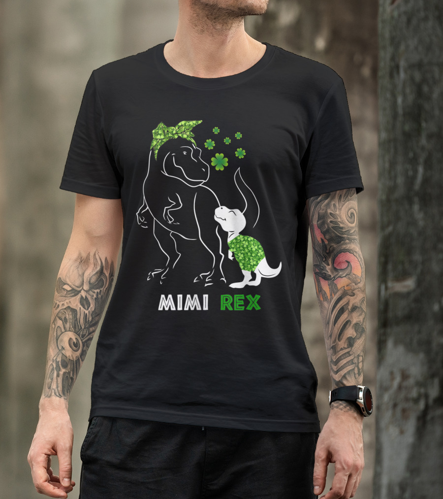 Mimisaurus Rex Shamrock Dinosaur MIMI REX T-Shirt
