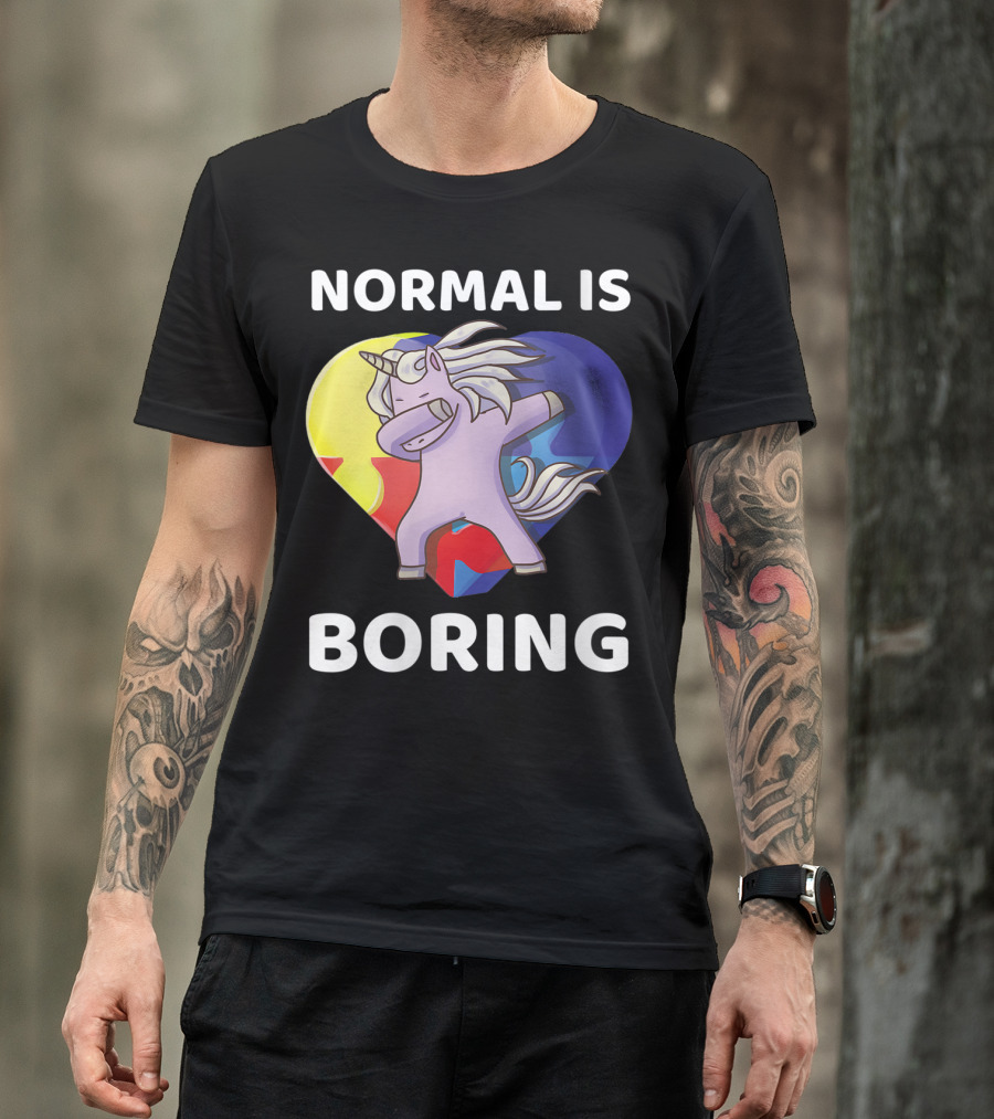 Normal Is Boring Unicorn Dancing Autism Awareness T-Shirt