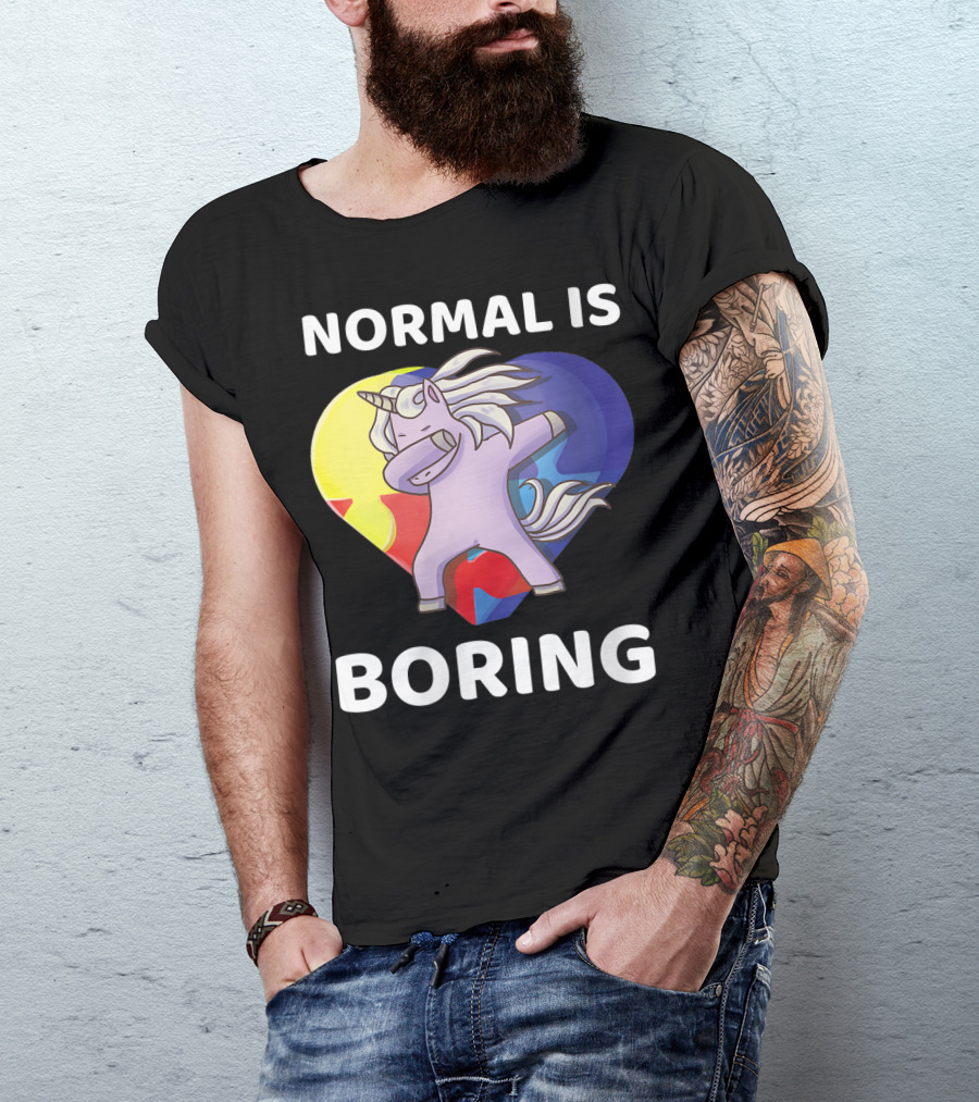 Normal Is Boring Unicorn Dancing Autism Awareness T-Shirt