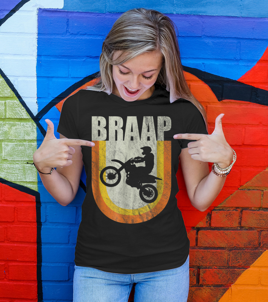 Vintage 70S Motocross Braap Dirt Bike Rider Retro Classic T-Shirt