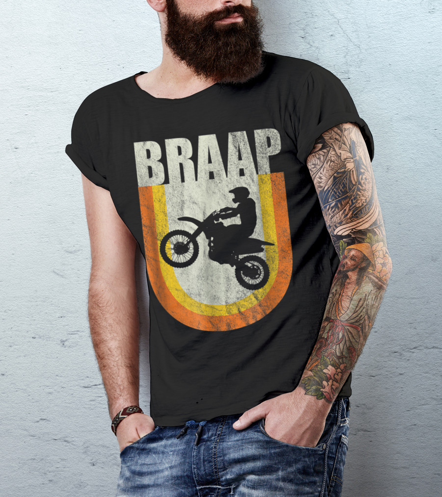 Vintage 70S Motocross Braap Dirt Bike Rider Retro Classic T-Shirt