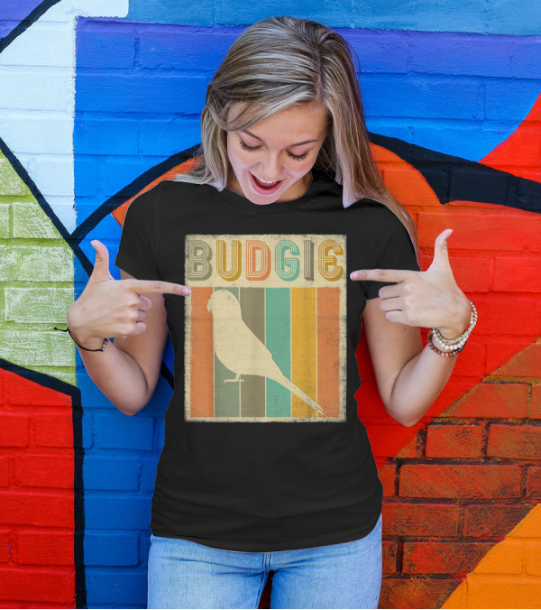 Vintage Classic Budgie Retro Striped T-Shirt
