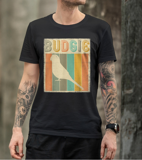 Vintage Classic Budgie Retro Striped T-Shirt