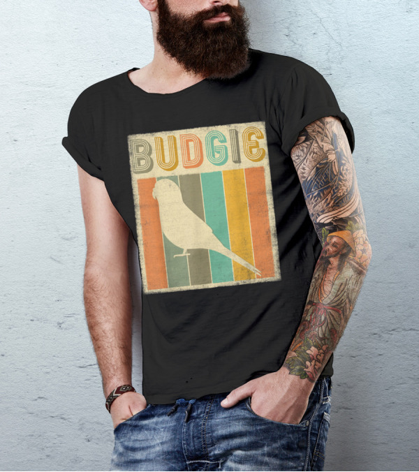 Vintage Classic Budgie Retro Striped T-Shirt
