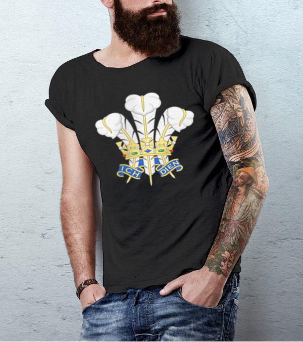 Vintage Style Wales Rugby Ich Dien Classic Crest T-Shirt