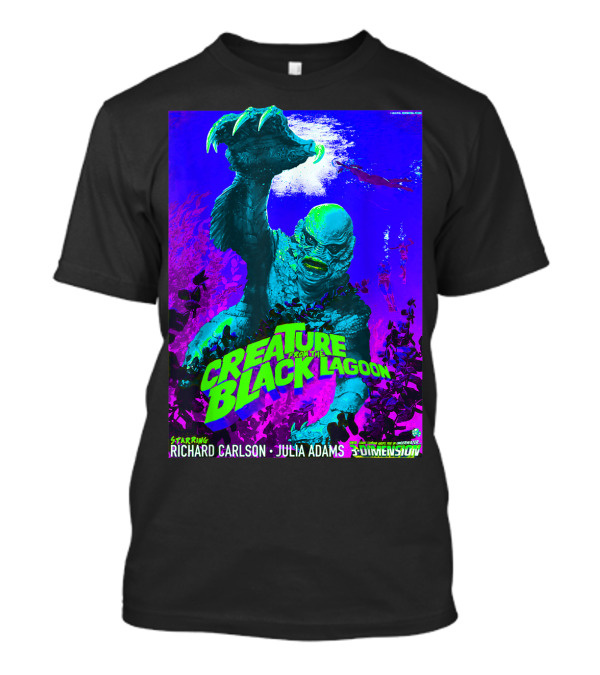 Creature From The Black Lagoon Classic Horror Starring Richard Carlson Julia Adams 3-Dimension T-Shirt