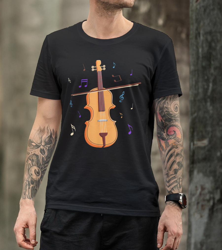 Violin String Instrument Fiddle Musical Notes T-Shirt
