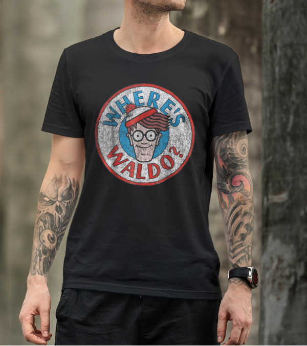 Where's Waldo Classic Circle Icon With Red And White Hat And Glasses T-Shirt