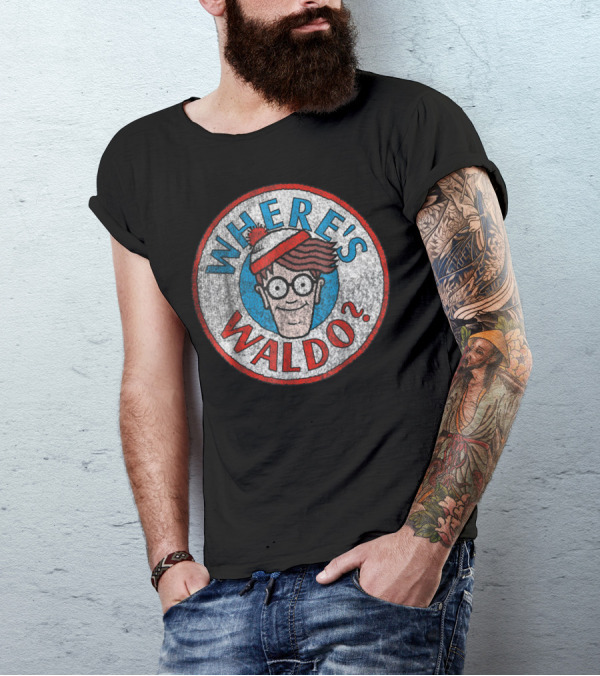 Where's Waldo Classic Circle Icon With Red And White Hat And Glasses T-Shirt