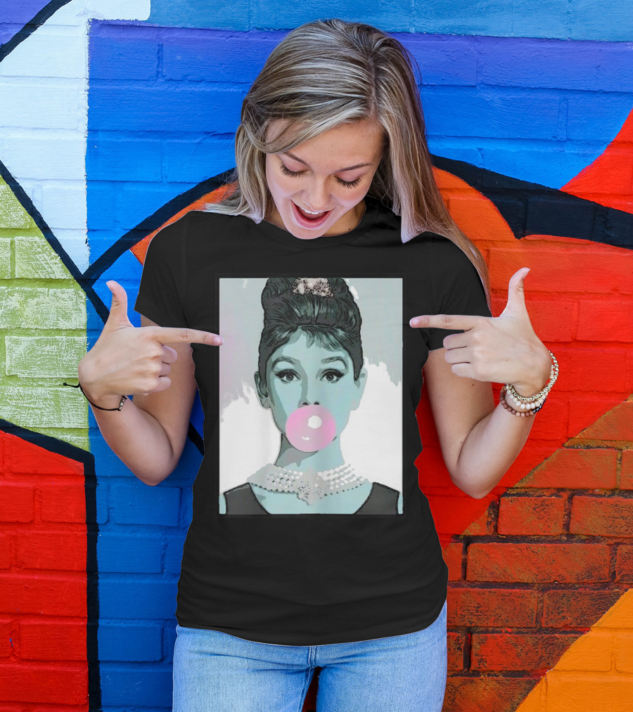 Audrey H Iconic Portrait Bubblegum Classic T-Shirt