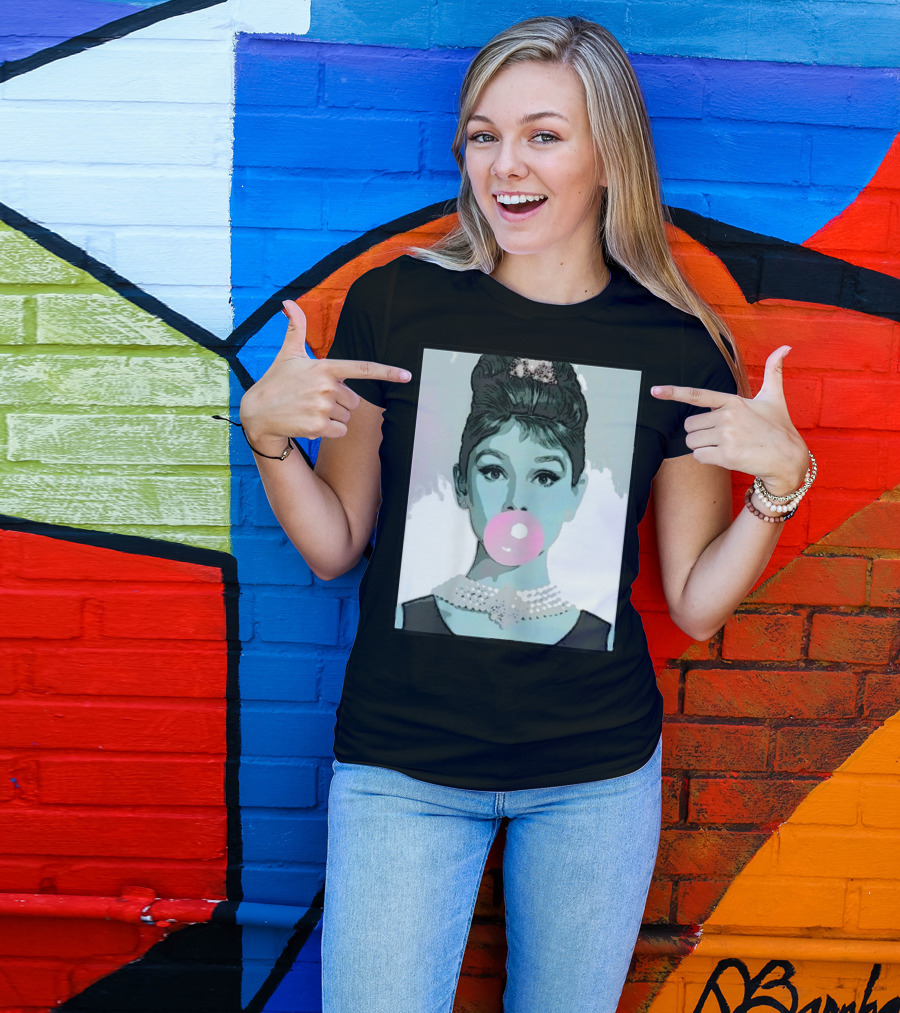 Audrey H Iconic Portrait Bubblegum Classic T-Shirt