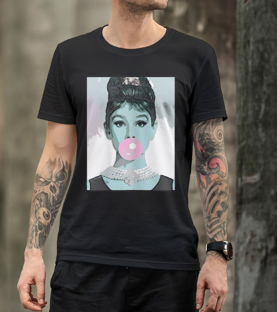 Audrey H Iconic Portrait Bubblegum Classic T-Shirt