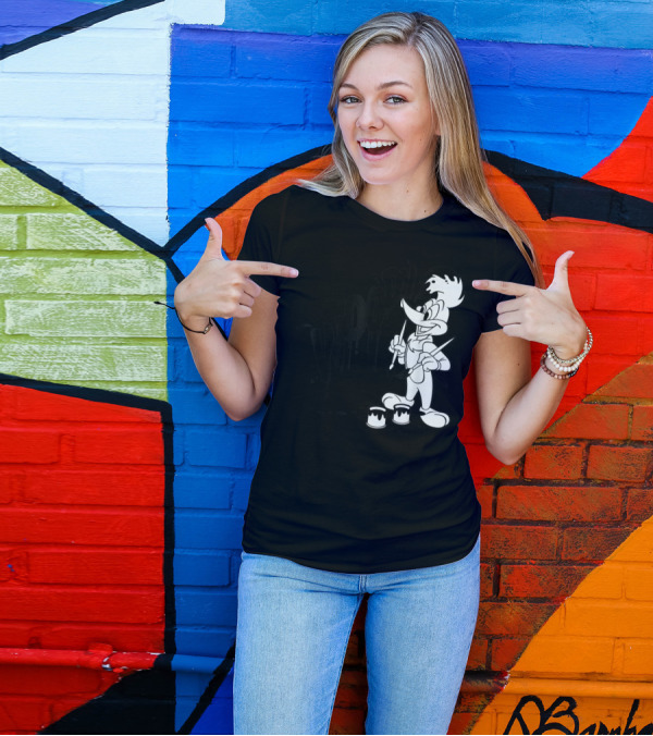 Woody Woodpecker Black And White Paint Drip T-Shirt