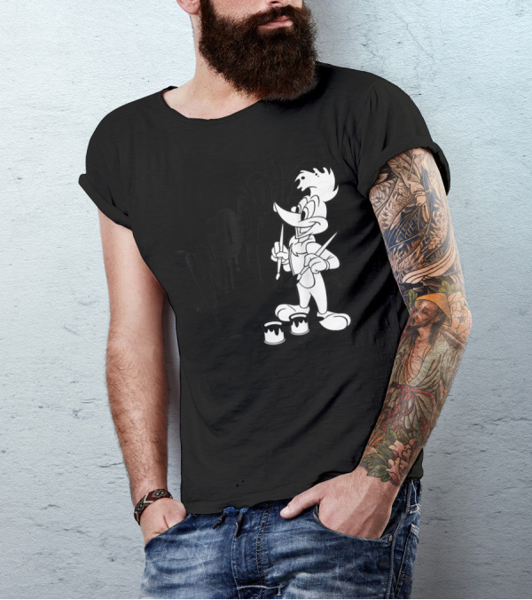 Woody Woodpecker Black And White Paint Drip T-Shirt