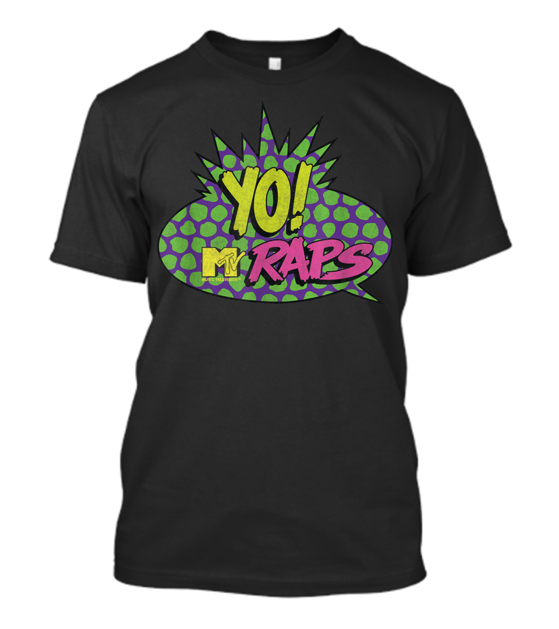 YO MTV Raps Vintage Graphic With Comic Style Speech Bubble And Neon Colors T-Shirt