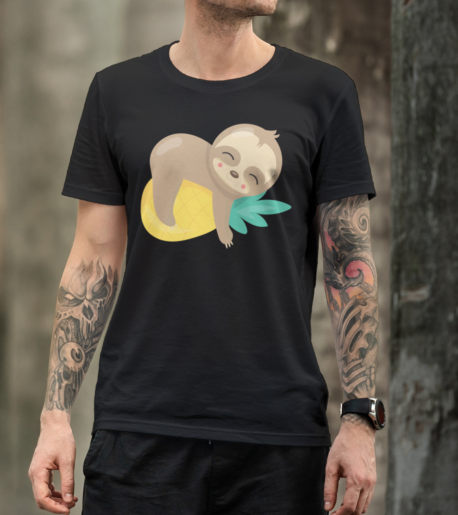 Baby Sloth Relaxing On Pineapple T-Shirt