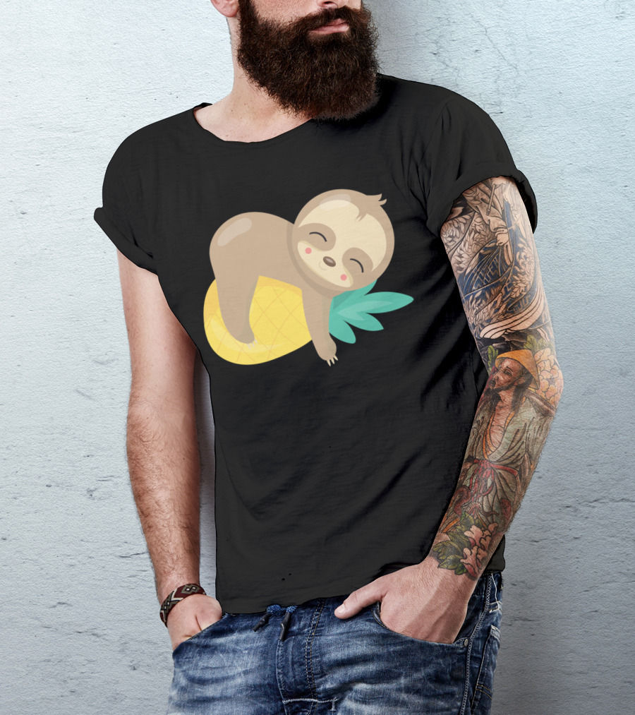 Baby Sloth Relaxing On Pineapple T-Shirt