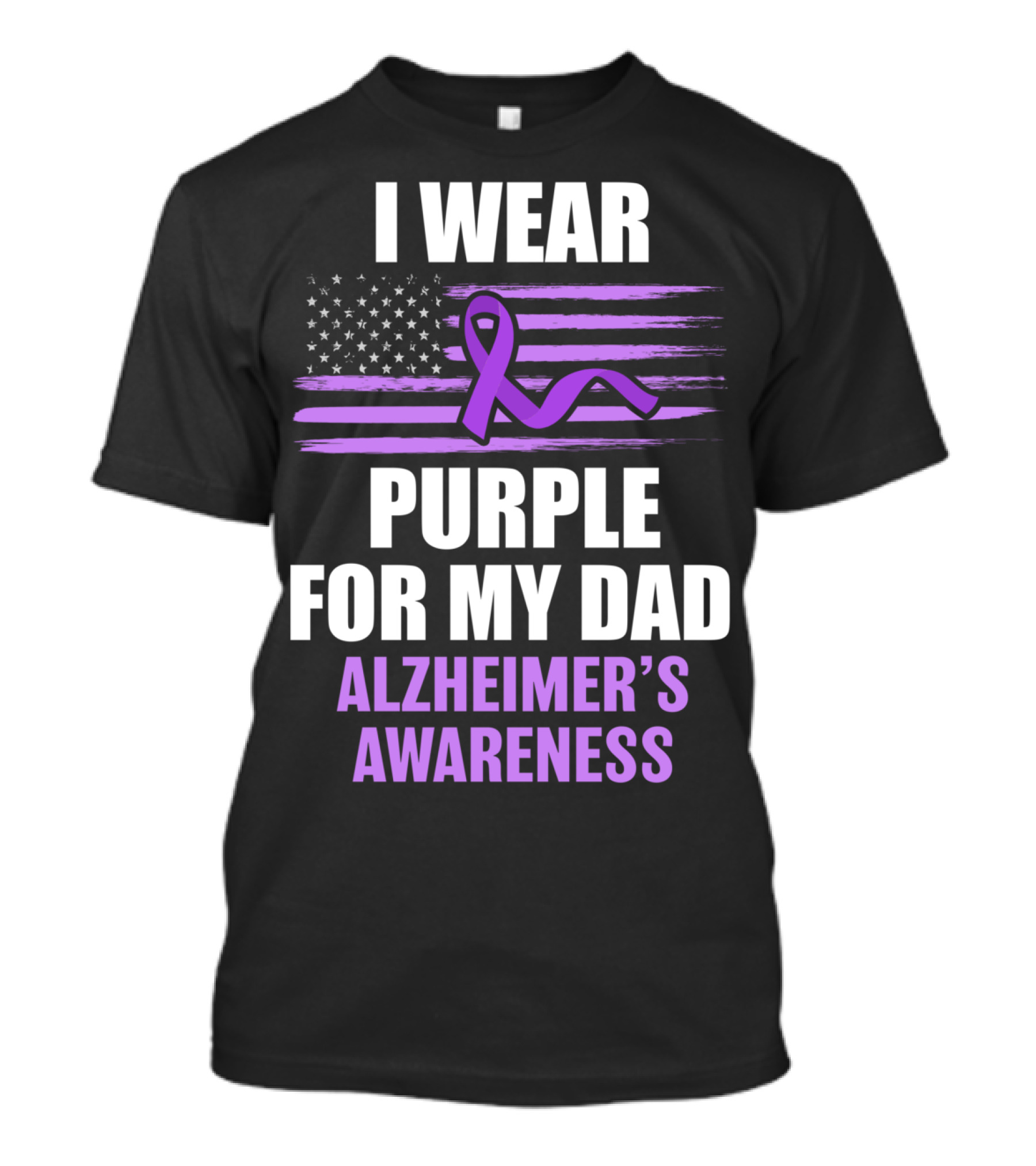 I Wear Purple For My Dad Alzheimer's Awareness Ribbon Flag T-Shirt