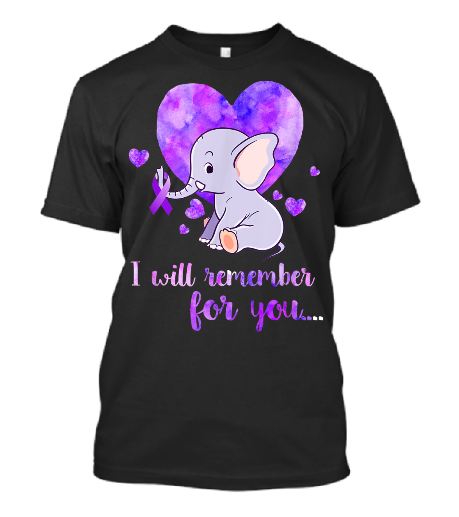 I Will Remember For You Alzheimer's Awareness Elephant Heart T-Shirt