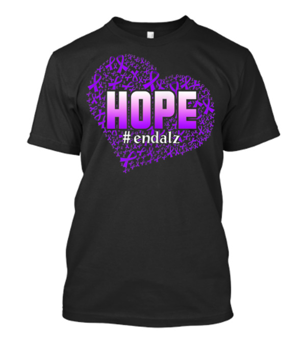 HOPE #EndAlz Purple Ribbon Heart Alzheimer's Awareness T-Shirt