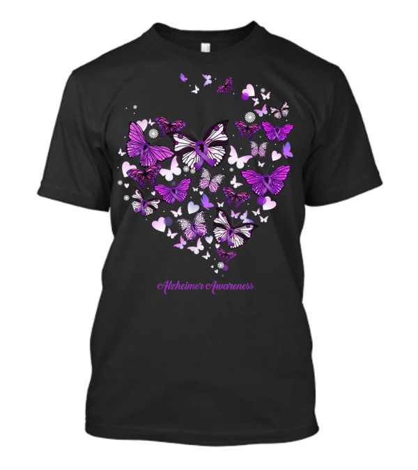 Alzheimer's Awareness Purple Butterfly Heart T-Shirt