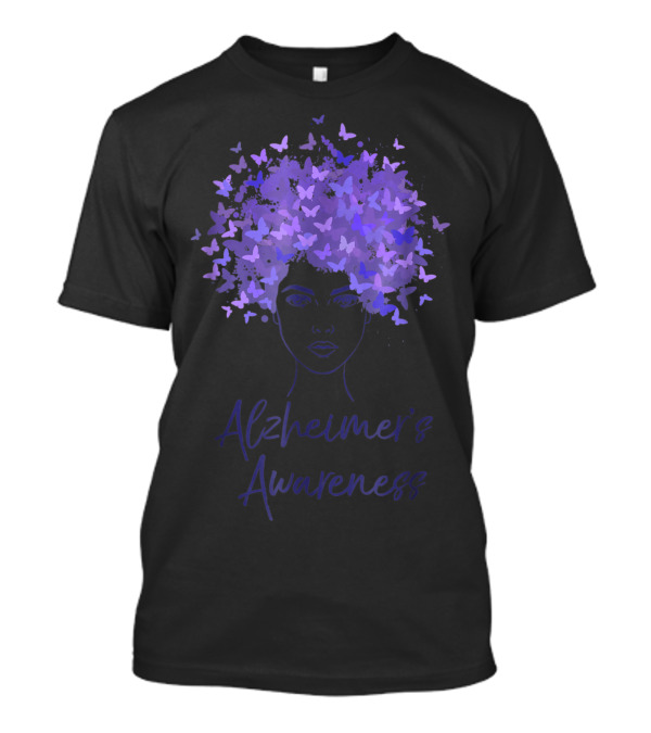 Alzheimer's Awareness Purple Butterfly Hair T-Shirt
